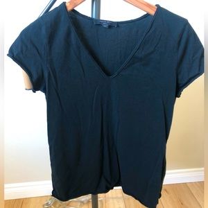 All Saints Women’s Short Sleeve V-Neck Shirt. Black, size Small. 100% Cotton